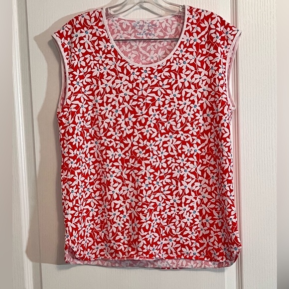 Draper James Tops - Draper James Size M  Red Floral Mock Neck Sleeveless Blouse Top